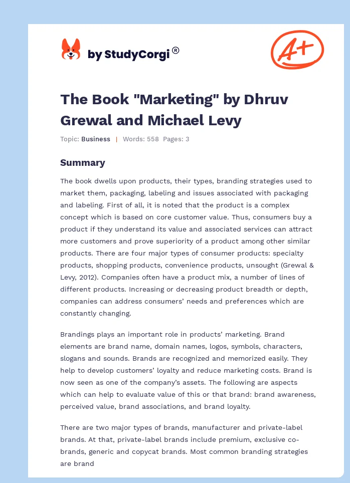 The Book "Marketing" by Dhruv Grewal and Michael Levy. Page 1