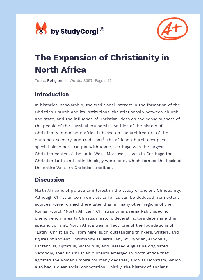 The Expansion of Christianity in North Africa. Page 1