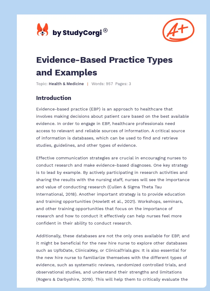 Evidence-Based Practice Types and Examples. Page 1