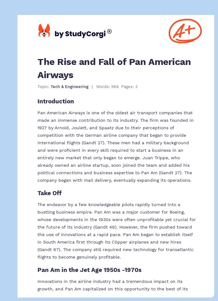 The Rise and Fall of Pan American Airways. Page 1