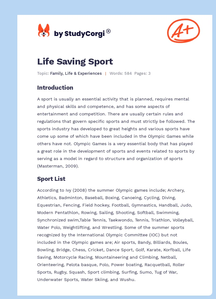 Life Saving Sport. Page 1