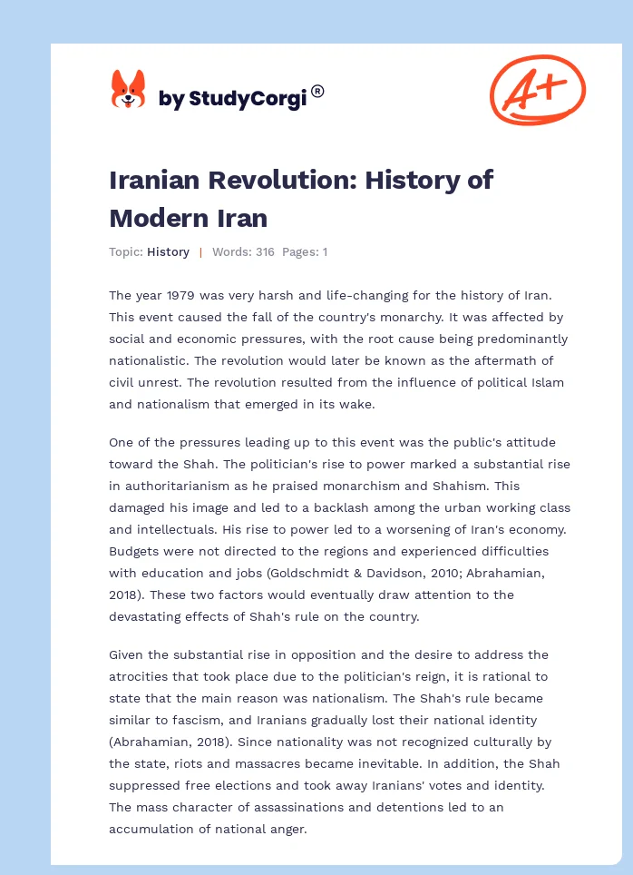 Iranian Revolution: History of Modern Iran. Page 1