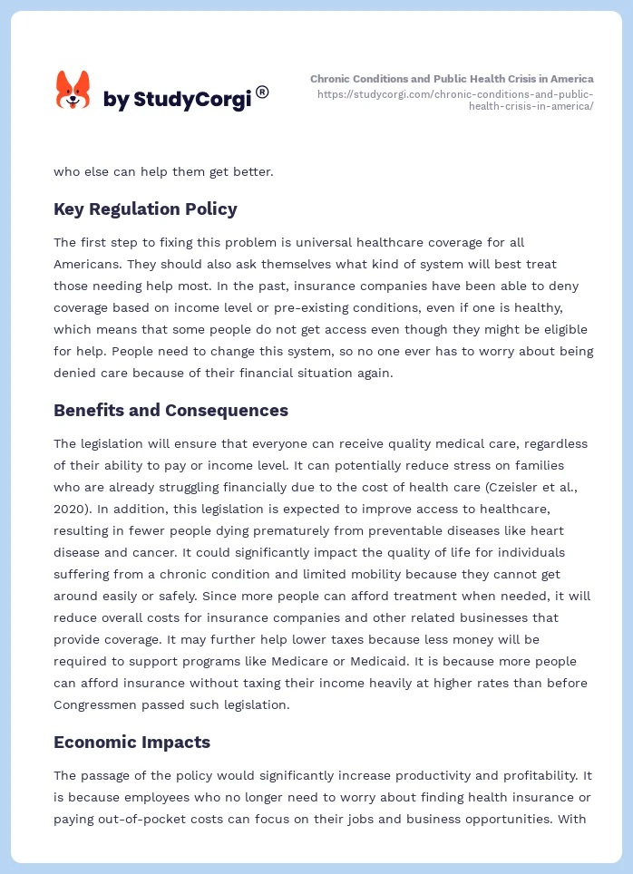 Chronic Conditions and Public Health Crisis in America. Page 2