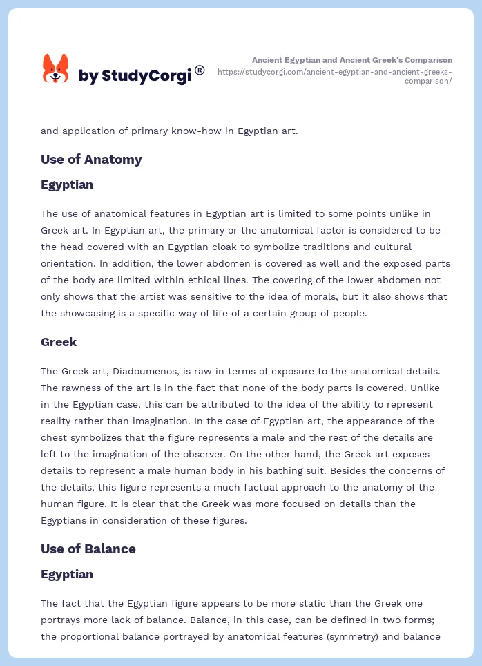 Ancient Egyptian and Ancient Greek's Comparison. Page 2