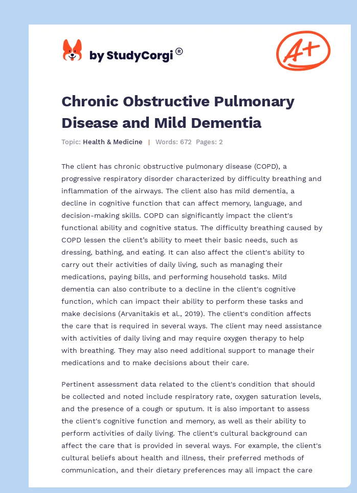 Chronic Obstructive Pulmonary Disease and Mild Dementia. Page 1