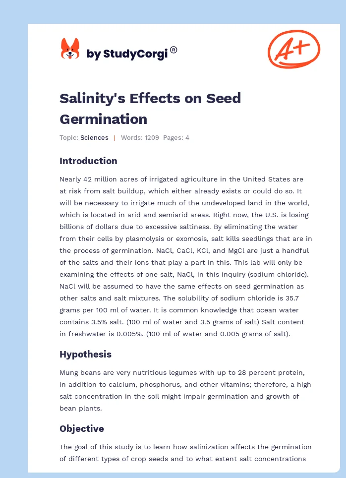 Salinity's Effects on Seed Germination. Page 1