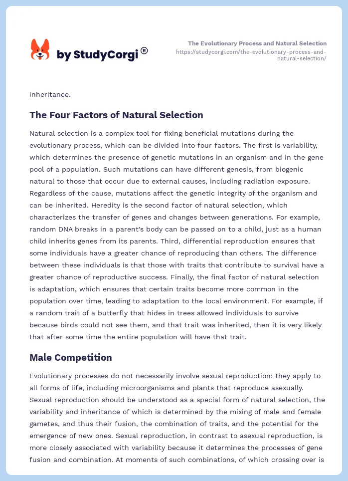 The Evolutionary Process and Natural Selection. Page 2