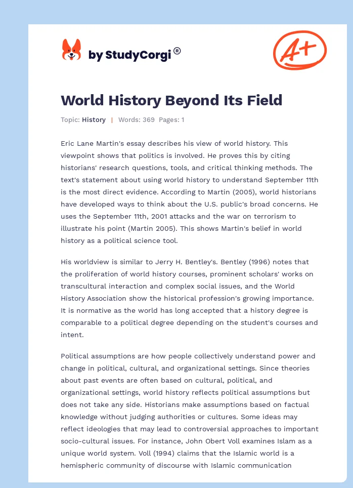 World History Beyond Its Field. Page 1