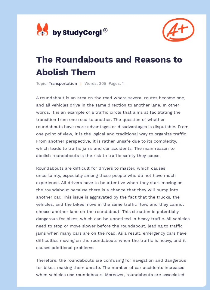 The Roundabouts and Reasons to Abolish Them. Page 1