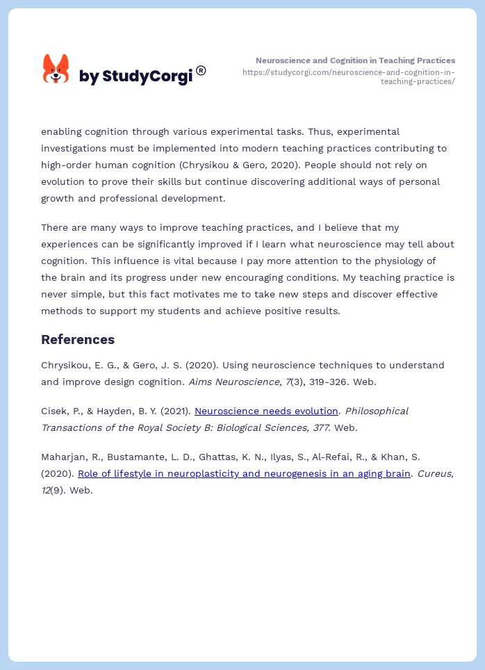 Neuroscience and Cognition in Teaching Practices. Page 2