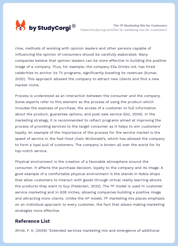 The 7P Marketing Mix for Customers. Page 2