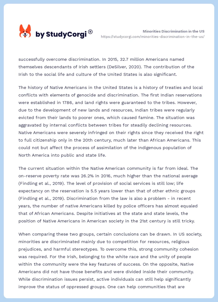 Minorities Discrimination in the US. Page 2