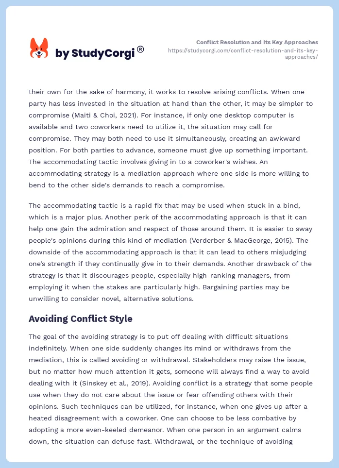 Conflict Resolution and Its Key Approaches. Page 2