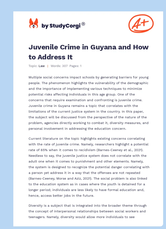Juvenile Crime in Guyana and How to Address It. Page 1