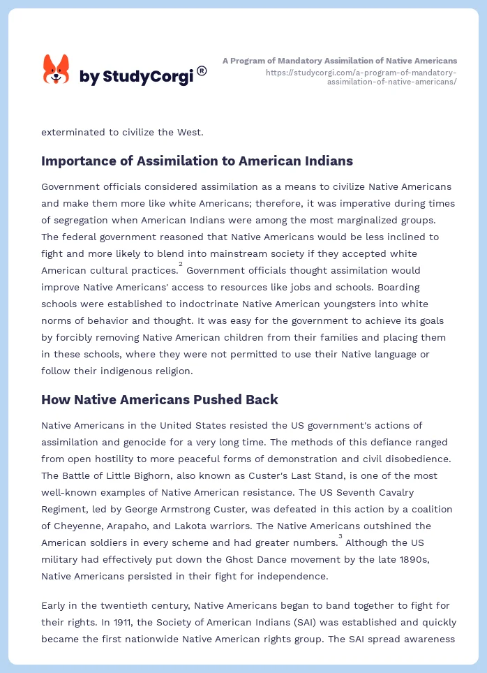 A Program of Mandatory Assimilation of Native Americans. Page 2
