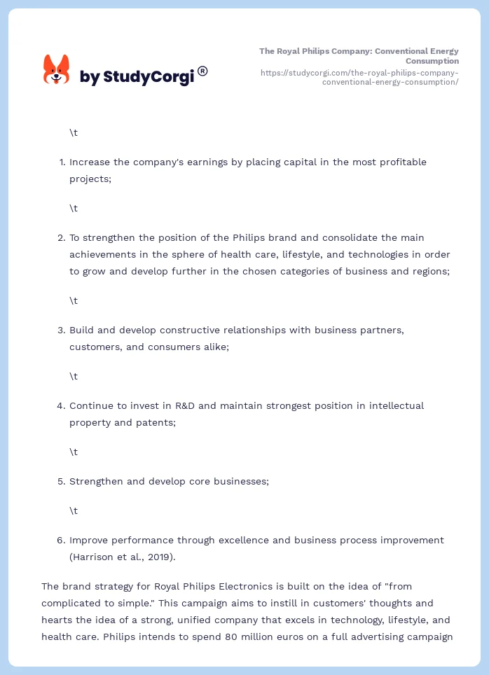 The Royal Philips Company: Conventional Energy Consumption. Page 2