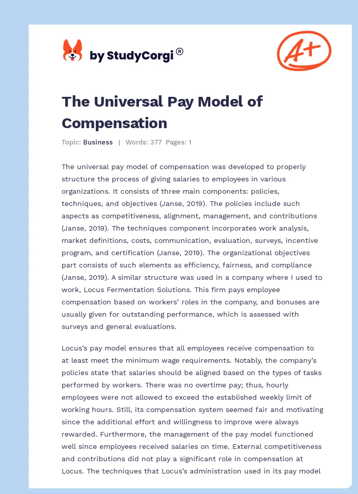 The Universal Pay Model of Compensation. Page 1