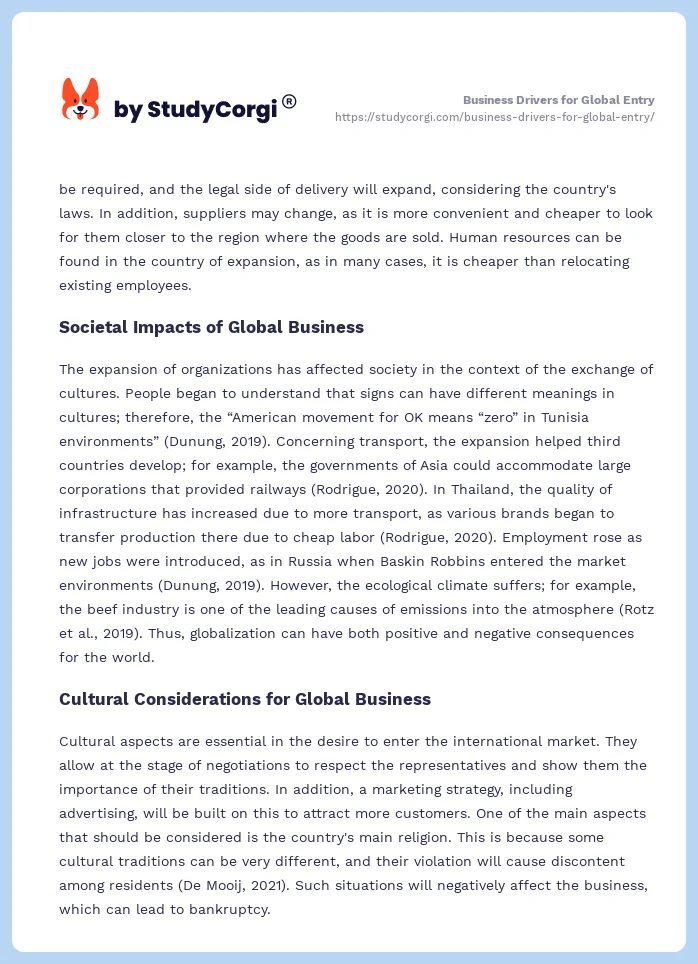 Business Drivers for Global Entry. Page 2