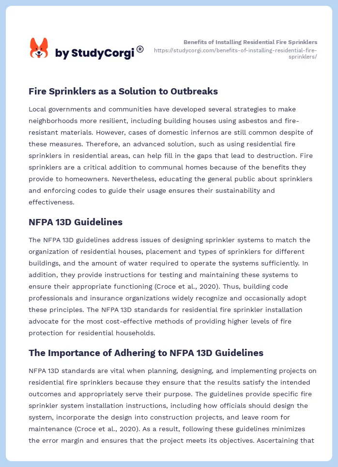 Benefits of Installing Residential Fire Sprinklers. Page 2