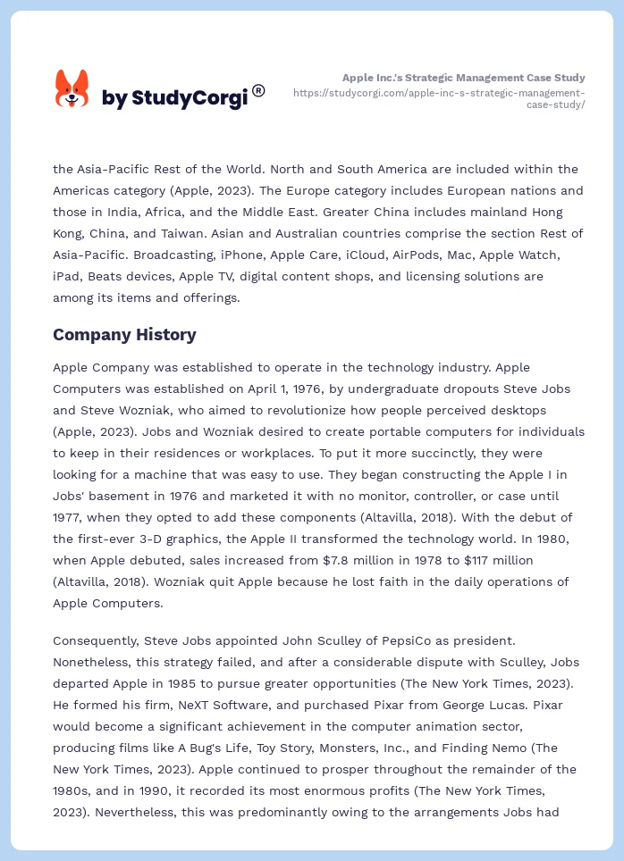 Apple Inc.'s Strategic Management Case Study. Page 2