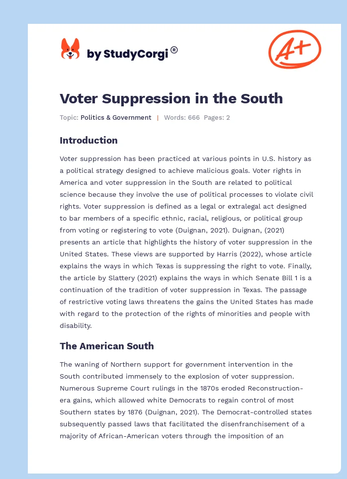 Voter Suppression in the South. Page 1