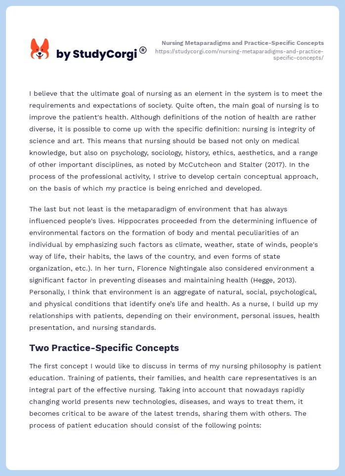 Nursing Metaparadigms and Practice-Specific Concepts. Page 2