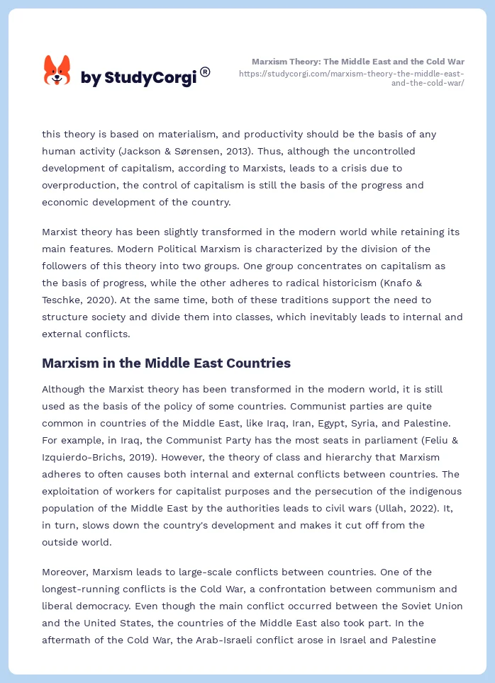 Marxism Theory: The Middle East and the Cold War. Page 2
