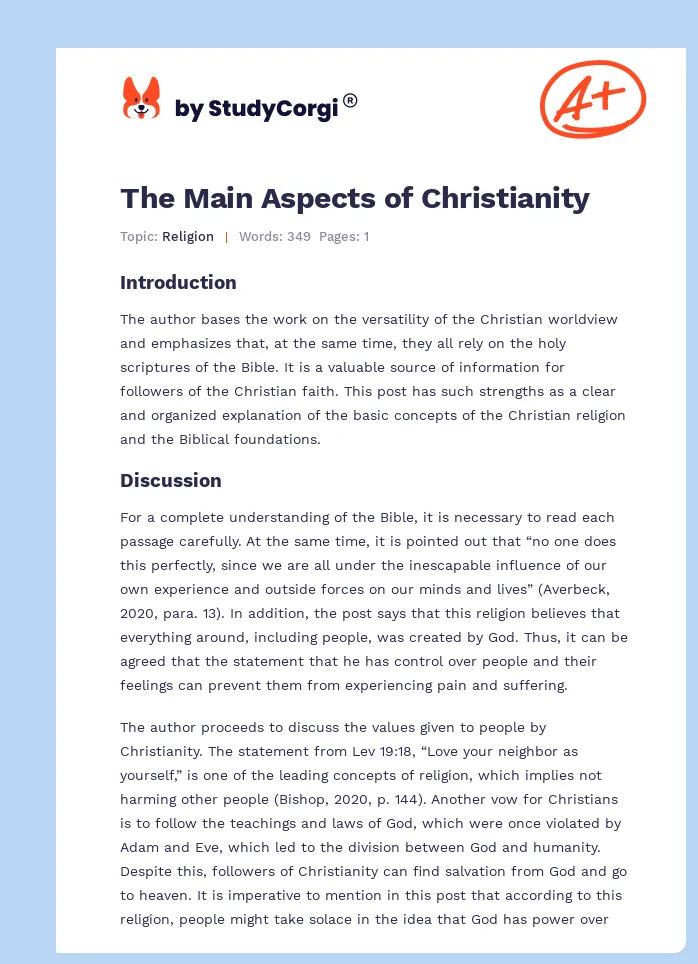 The Main Aspects of Christianity. Page 1