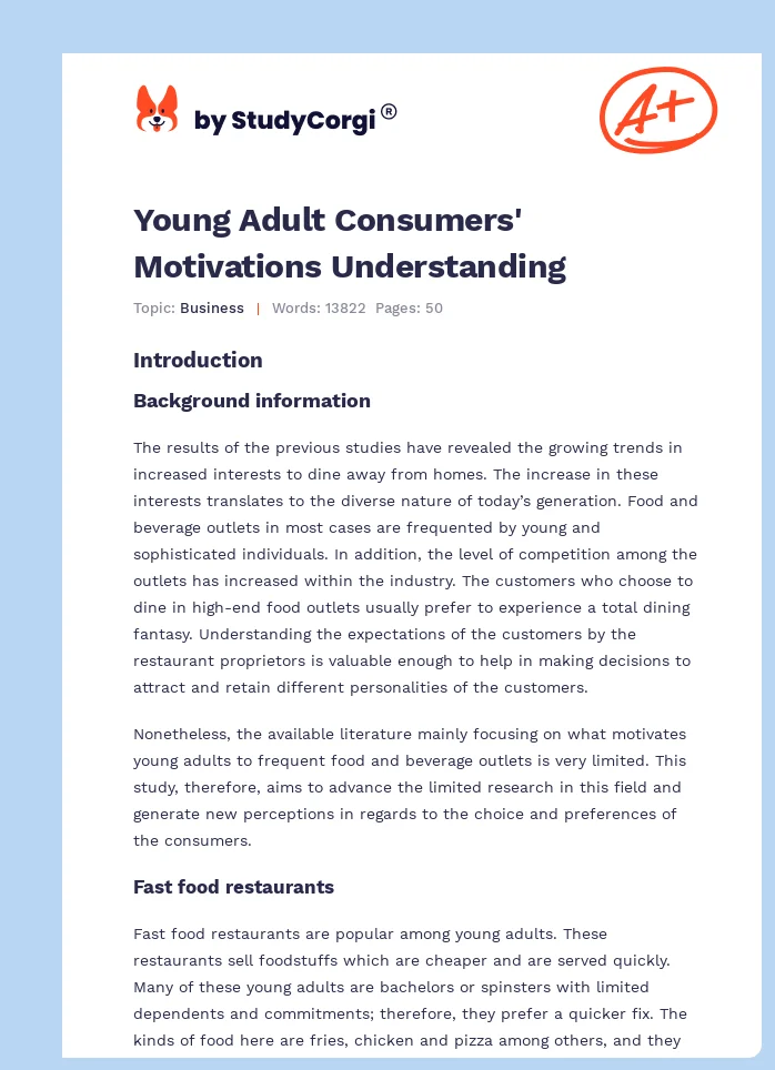 Young Adult Consumers' Motivations Understanding. Page 1