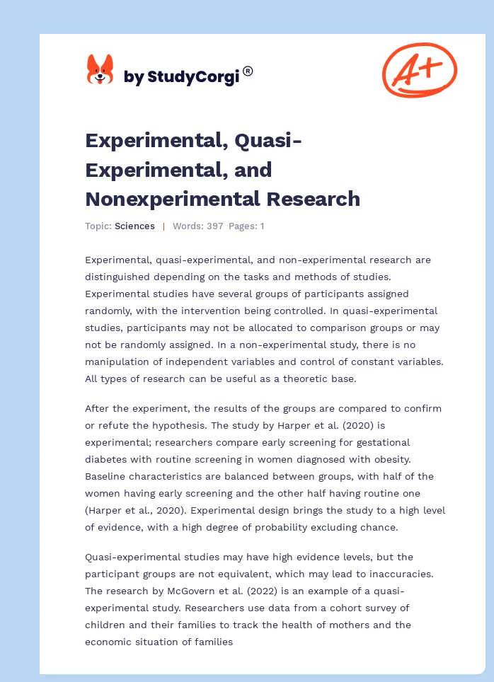 Experimental, Quasi-Experimental, and Nonexperimental Research. Page 1
