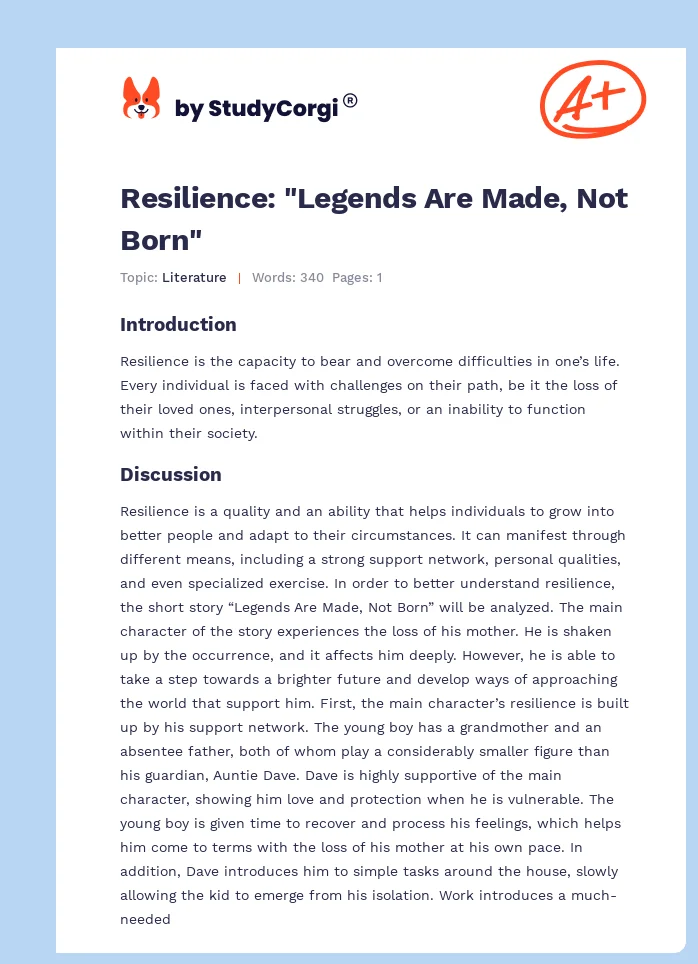 Resilience: "Legends Are Made, Not Born". Page 1