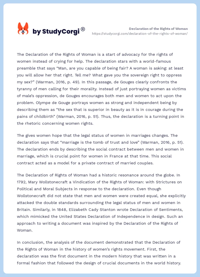 Declaration of the Rights of Woman. Page 2