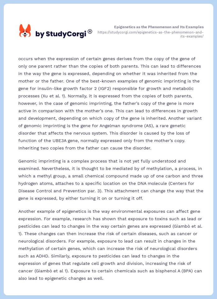 Epigenetics as the Phenomenon and Its Examples. Page 2