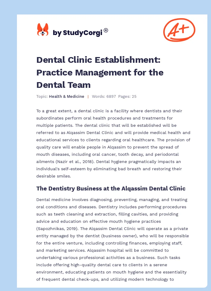 Dental Clinic Establishment: Practice Management for the Dental Team. Page 1