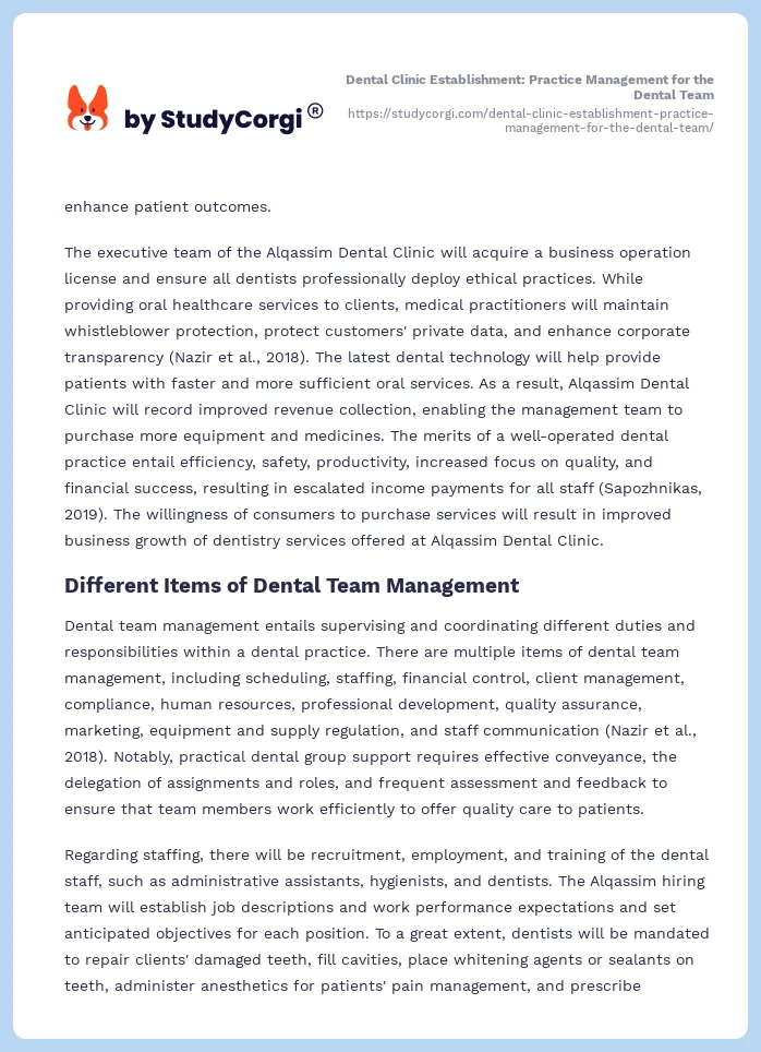 Dental Clinic Establishment: Practice Management for the Dental Team. Page 2