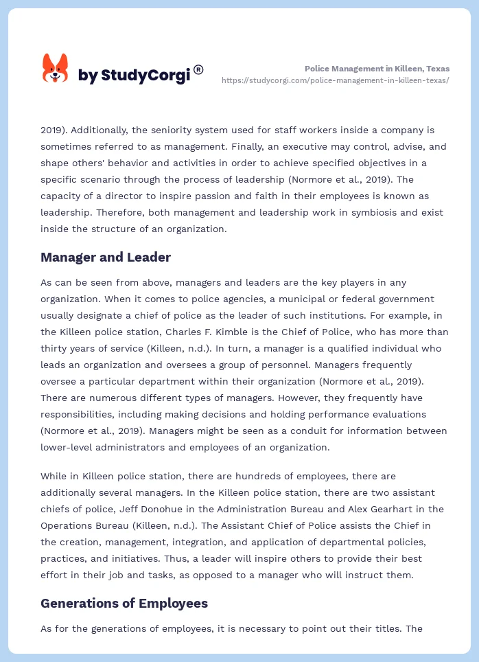 Police Management in Killeen, Texas. Page 2