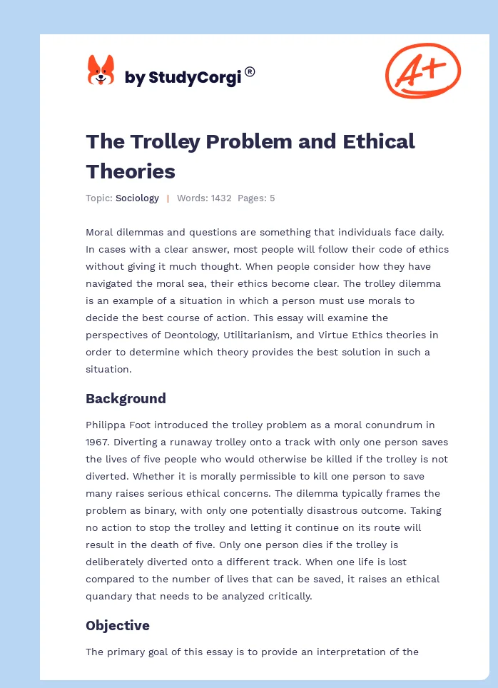 The Trolley Problem and Ethical Theories. Page 1