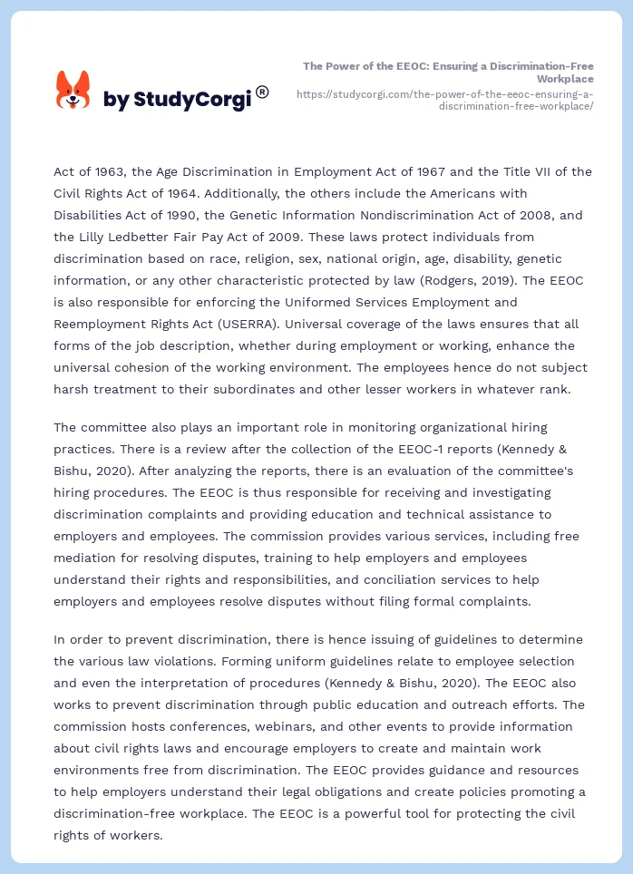 The Power of the EEOC: Ensuring a Discrimination-Free Workplace. Page 2