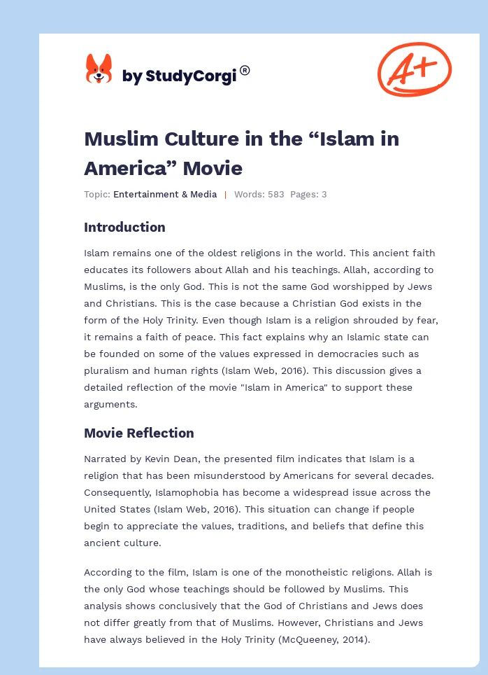 Muslim Culture in the “Islam in America” Movie. Page 1