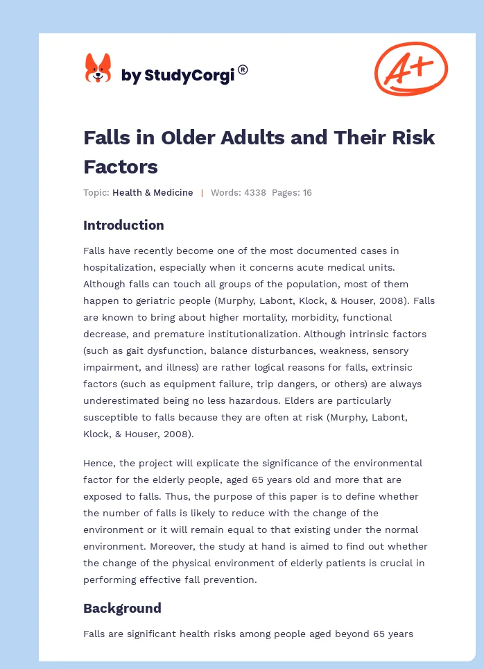 Falls in Older Adults and Their Risk Factors. Page 1