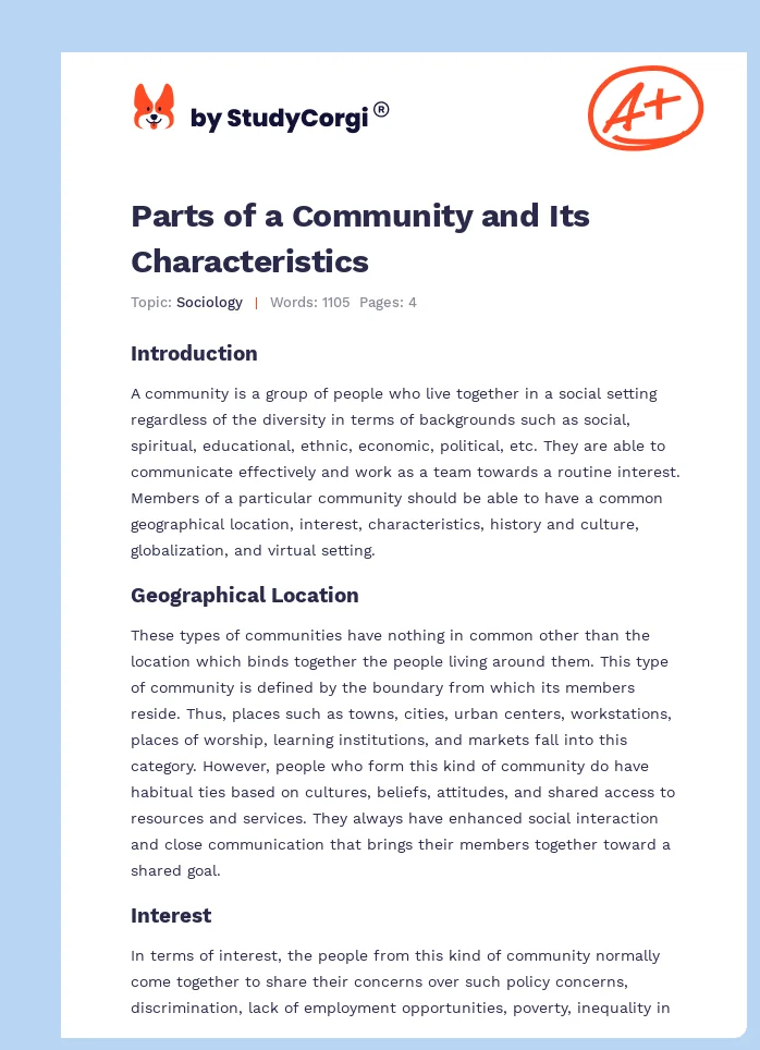 Parts of a Community and Its Characteristics. Page 1