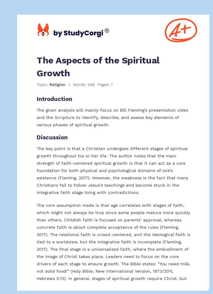 The Aspects of the Spiritual Growth. Page 1