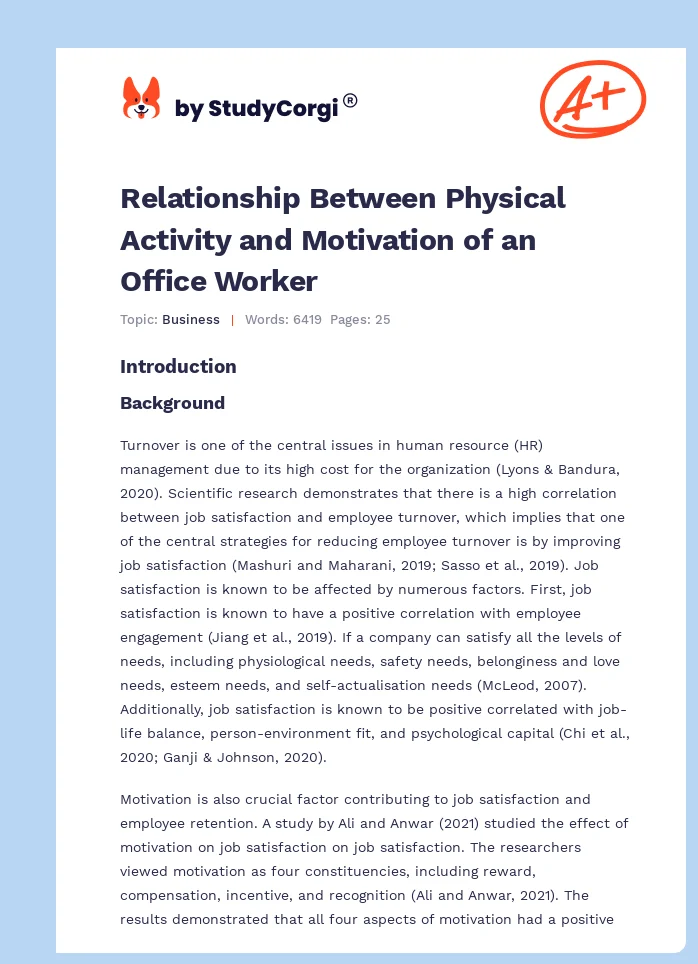 Relationship Between Physical Activity and Motivation of an Office Worker. Page 1
