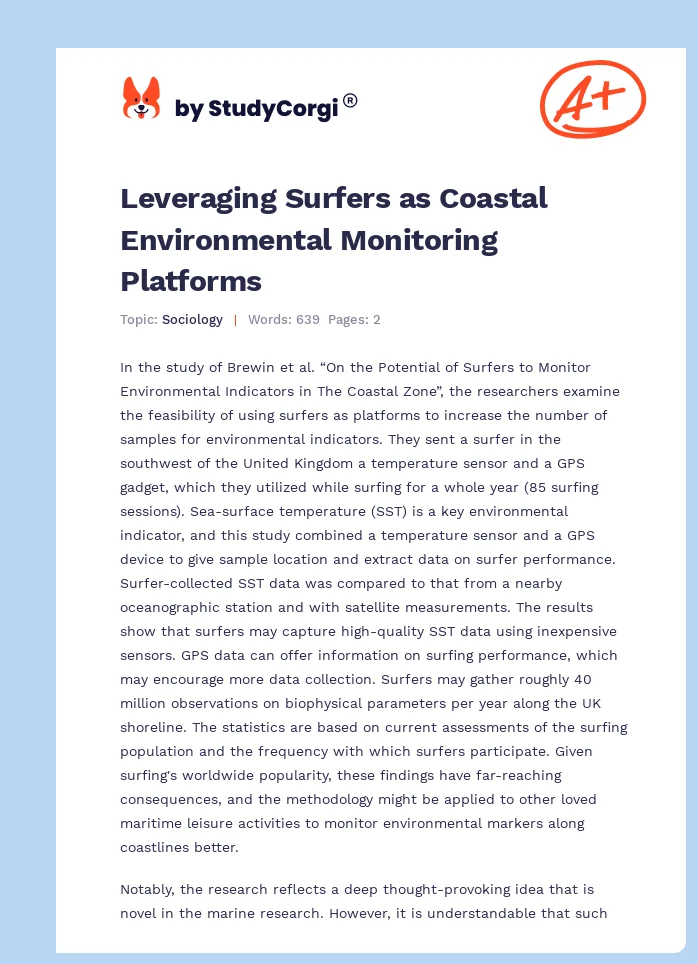 Leveraging Surfers as Coastal Environmental Monitoring Platforms. Page 1