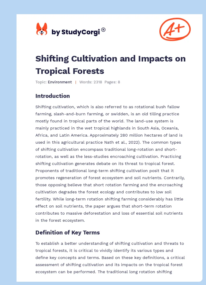 Shifting Cultivation and Impacts on Tropical Forests. Page 1