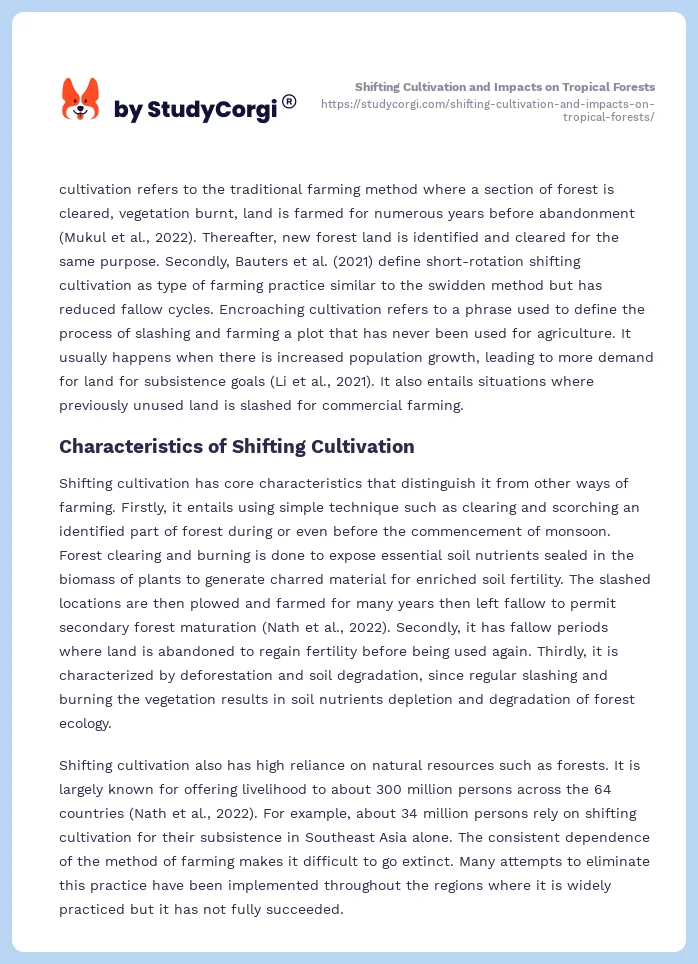 Shifting Cultivation and Impacts on Tropical Forests. Page 2