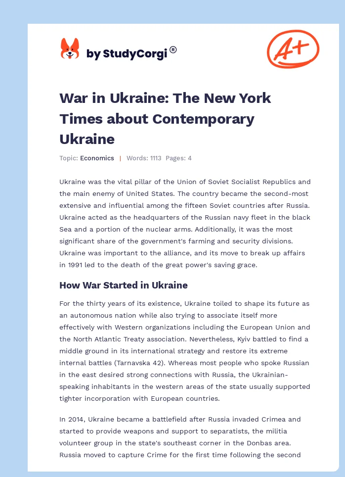 War in Ukraine: The New York Times about Contemporary Ukraine. Page 1