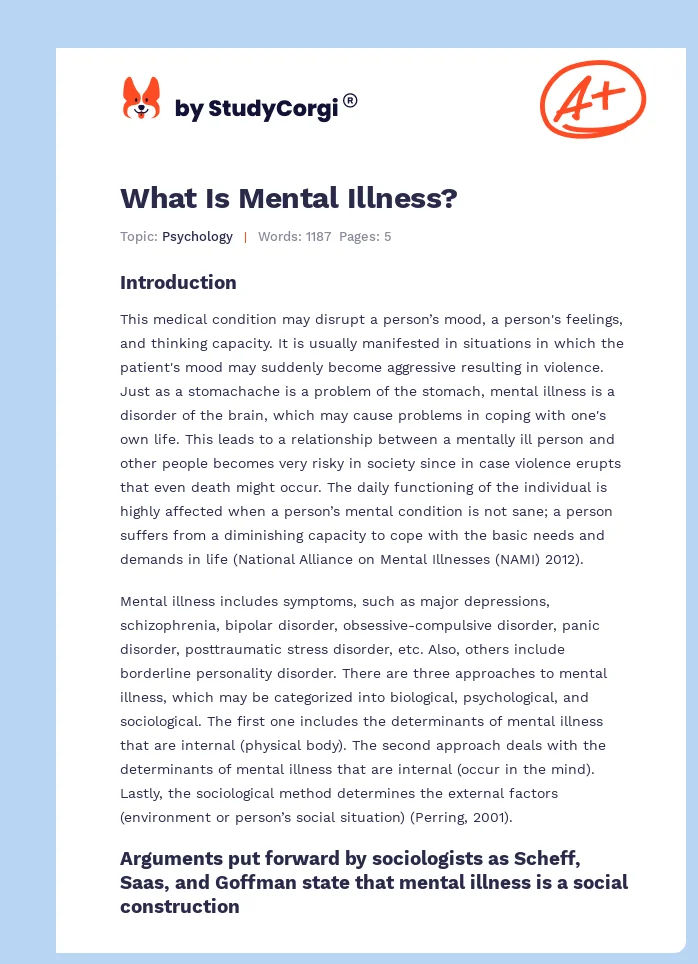 What Is Mental Illness?. Page 1