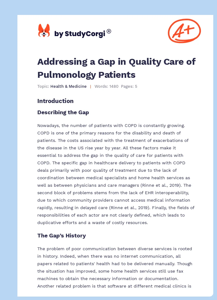 Addressing a Gap in Quality Care of Pulmonology Patients. Page 1