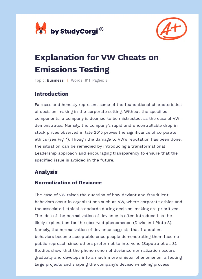 Explanation for VW Cheats on Emissions Testing. Page 1